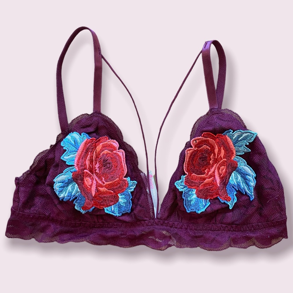 Victoria Secret Bralette with Rose Embroidery